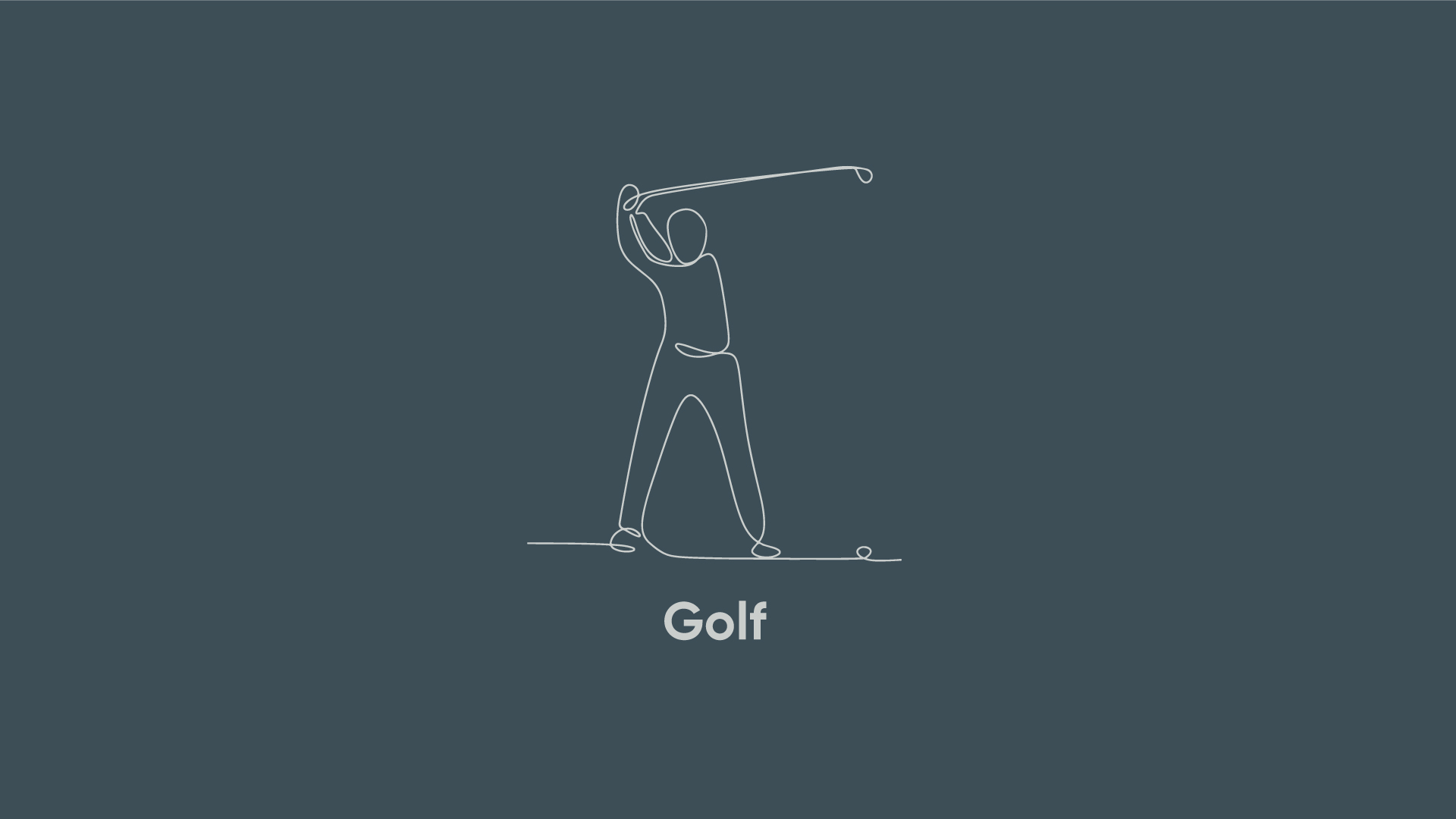 minimalist line drawing of person playing golf